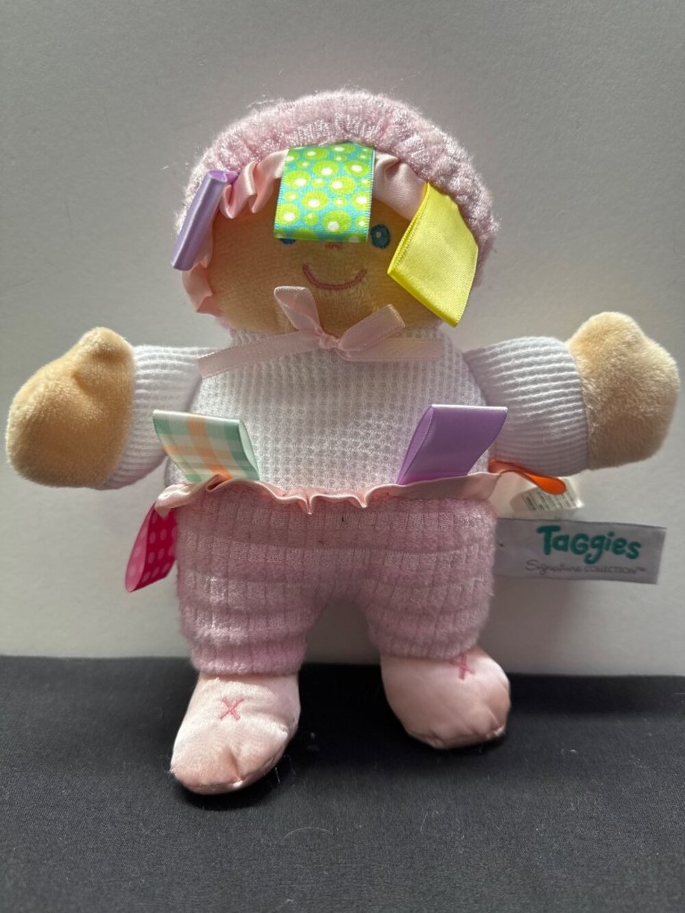 Taggies Mary Meyer Pink Baby Doll Plush Textured Tags & Satin Accents 8" Soft To